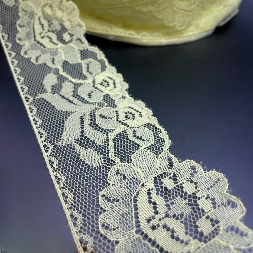 Polyester Flat Lace Trim - Belle - Yellow 4 Polyester Flat Lace Trim - Belle - Yellow - Image 2