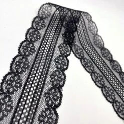 Polyester Flat Lace Trim - Daisy- Black