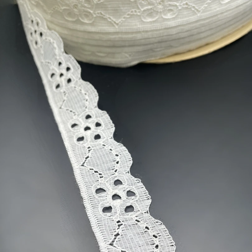 Polyester Flat Lace Trim - Sarah - White 4 Polyester Flat Lace Trim - Sarah - White - Image 2