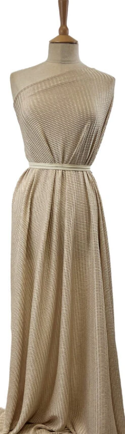 Glimmer Knit 7 Glimmer Knit -Croft Mill Store gold polyester elastane stretch dress fabric mannequin