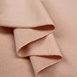 GOTS Organic French Terry - Pale Peach 9 GOTS Organic French Terry - Pale Peach -Croft Mill Store gots organic french terry pale peach cotton elastane knitted plain jersey fabric fold