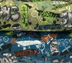 Graffiti Jersey - Olive 9 Graffiti Jersey - Olive -Croft Mill Store graffiti dititally printed jersey fabric group1