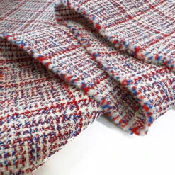 Dolomilo 9 Dolomilo -Croft Mill Store heavy wool acrylic poly fabric red white blue check tweed dolomilo fold