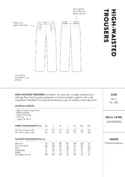 The Assembly Line - High-Waisted Trousers Pattern (XS-3XL) 17 The Assembly Line - High-Waisted Trousers Pattern (XS-3XL) -Croft Mill Store high waisted trousers pattern the assembly line back
