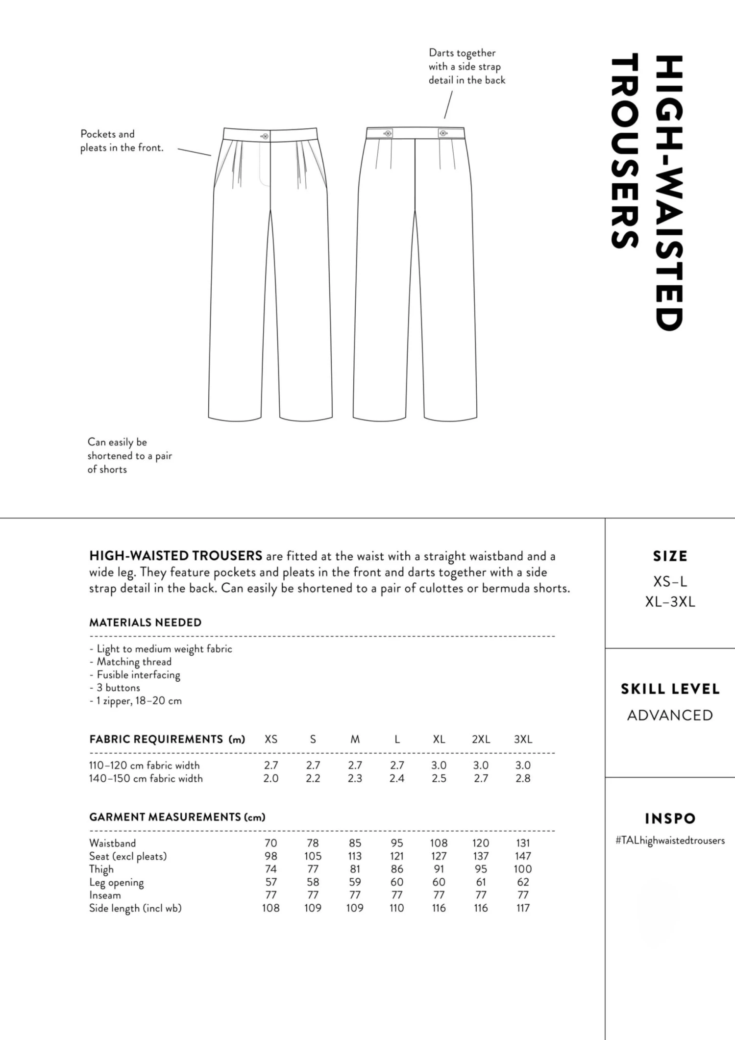 The Assembly Line - High-Waisted Trousers Pattern (XS-3XL) 5 The Assembly Line - High-Waisted Trousers Pattern (XS-3XL) - Image 3