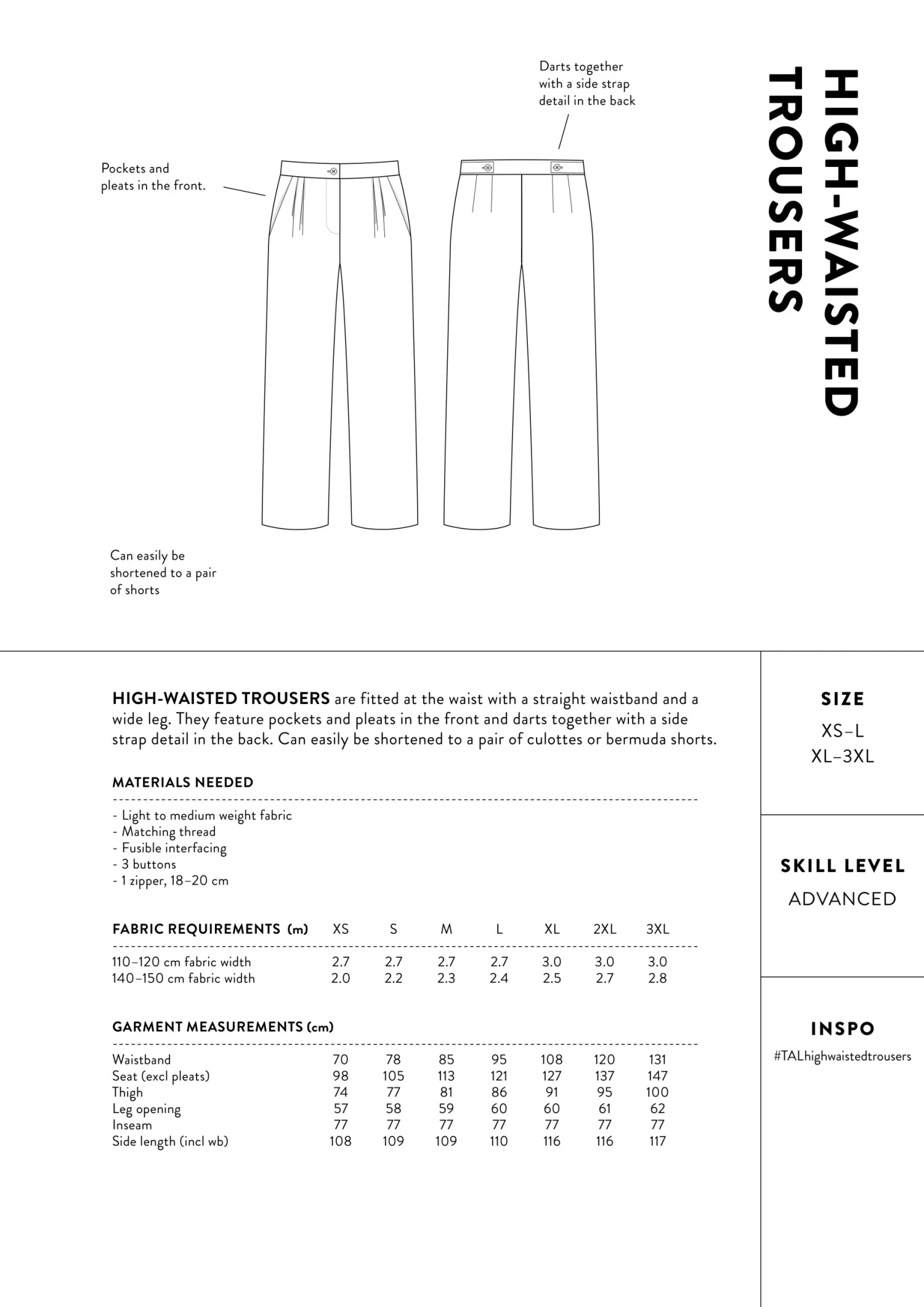 The Assembly Line - High-Waisted Trousers Pattern (XS-3XL) 4 The Assembly Line - High-Waisted Trousers Pattern (XS-3XL) - Image 2