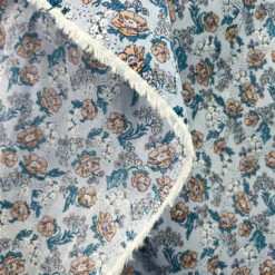 Iris Patch 8 Iris Patch -Croft Mill Store iris patch sky blue floral cotton lawn printed dress fabric drape