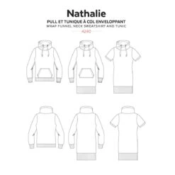Jalie - Nathalie Funnel Neck Sweatshirt & Tunic Pattern (28 Sizes) 17 Jalie - Nathalie Funnel Neck Sweatshirt & Tunic Pattern (28 Sizes) -Croft Mill Store jalie nathalie wrap funnel neck sweatshirt and tunic sketch
