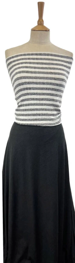 Jolly Jersey - Grey 9 Jolly Jersey - Grey -Croft Mill Store jolly jersey grey viscose polyester elastane striped knitted ribbed fabric mannequin