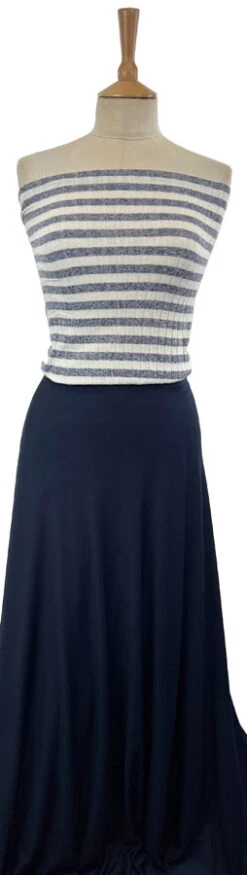 Jolly Jersey - Navy 9 Jolly Jersey - Navy -Croft Mill Store jolly jersey navy viscose polyester elastane striped knitted ribbed mannequin