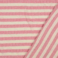 Jolly Jersey - Pink 8 Jolly Jersey - Pink -Croft Mill Store jolly jersey pink viscose polyester elastane striped knitted ribbed fabric fold