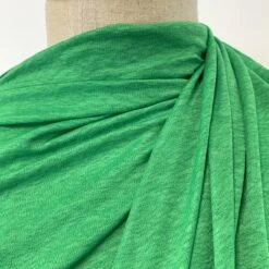Linen Look Jersey -Croft Mill Store linen look jersey soft draping green material neck 2