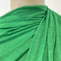 Linen Look Jersey -Croft Mill Store linen look jersey soft draping green material neck 2 gallery