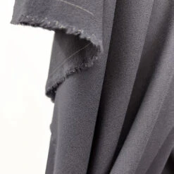 Pure Wool Crepe - Grey 11 Pure Wool Crepe - Grey -Croft Mill Store made in lancashire pure wool crepe dressmaking fabric grey hang
