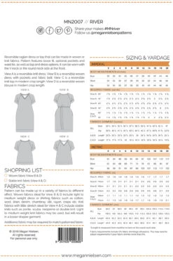 Megan Nielsen - River Dress & Top Pattern (Sizes 0-20) 23 Megan Nielsen - River Dress & Top Pattern (Sizes 0-20) -Croft Mill Store megan nielsen river dress and top pattern back cover