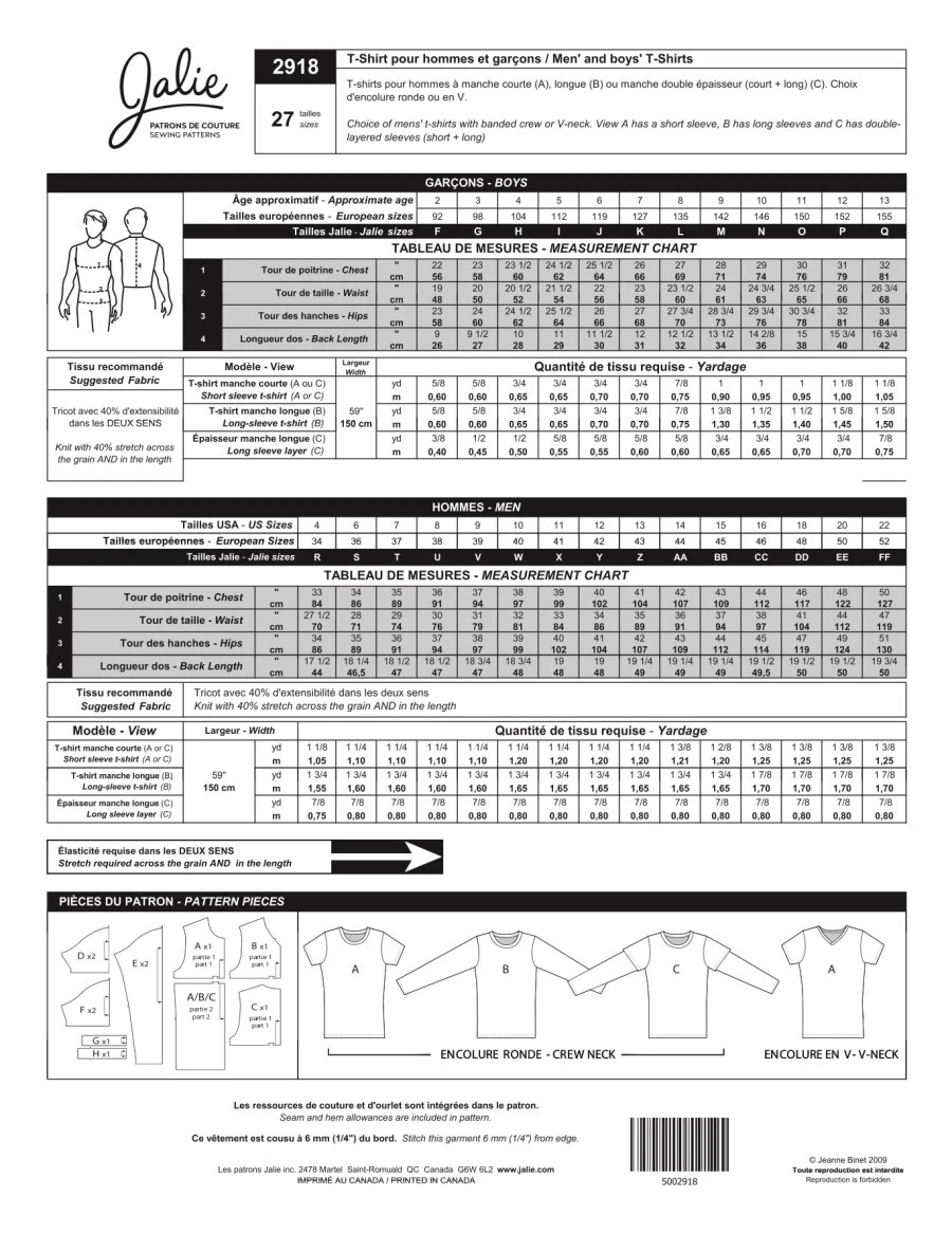 Jalie - Men's/Boys T Shirt Pattern (27 Sizes) 4 Jalie - Men's/Boys T Shirt Pattern (27 Sizes) - Image 2