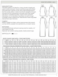 True Bias - Nikko Top & Dress Pattern (Sizes 0-18) -Croft Mill Store nikko top dress pattern by true bias backcover gallery