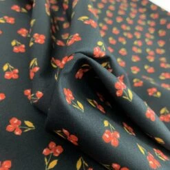 Organic Cotton - Petite Floral - Black -Croft Mill Store organic cotton petite floral black gots and oeko tex standard 100 cotton poplin fabric fold