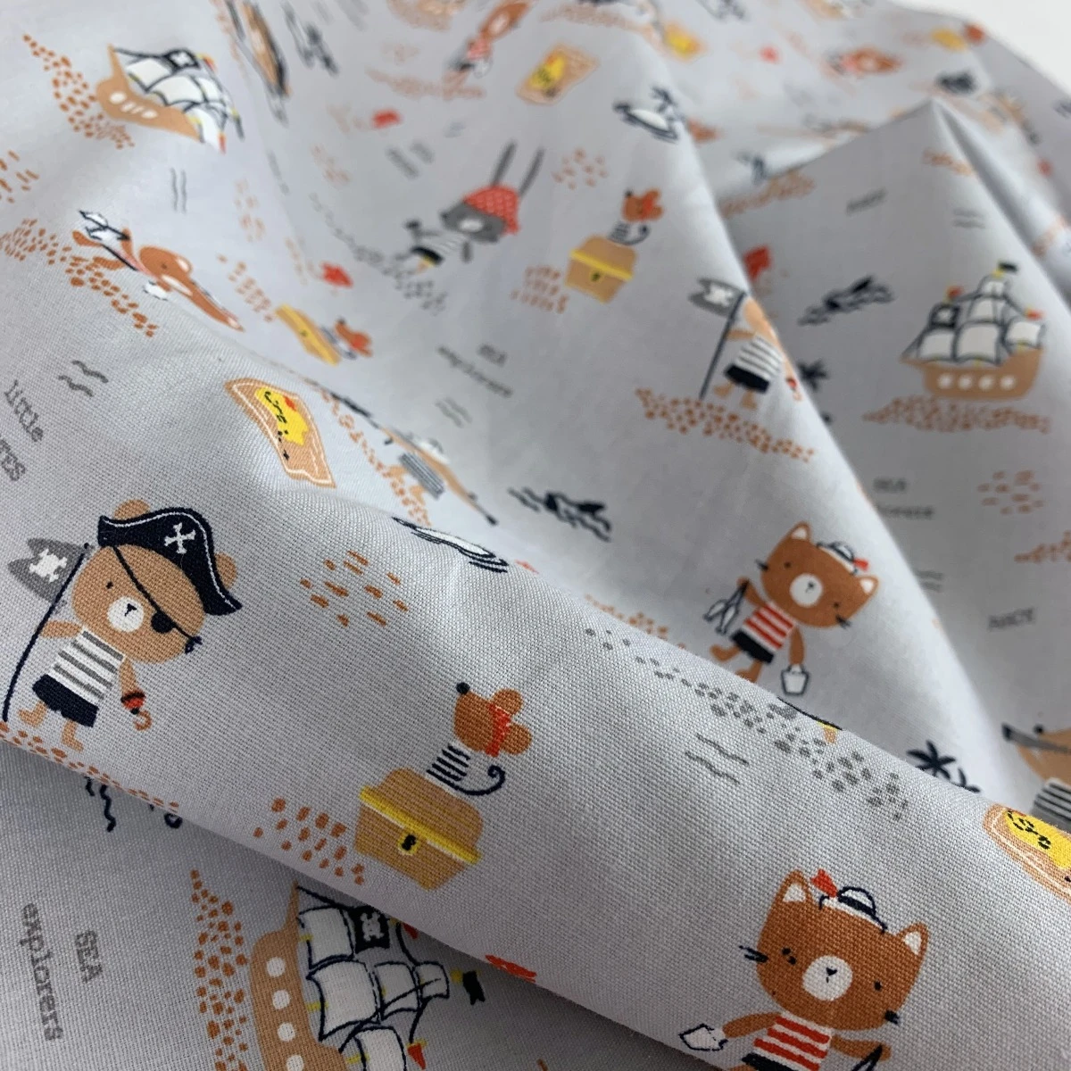 Organic Cotton - Treasure Hunt - Grey 3 Organic Cotton - Treasure Hunt - Grey