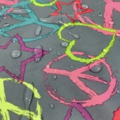 Peace Sign -Croft Mill Store peace sign funky rainproof anorak peace fabric close up