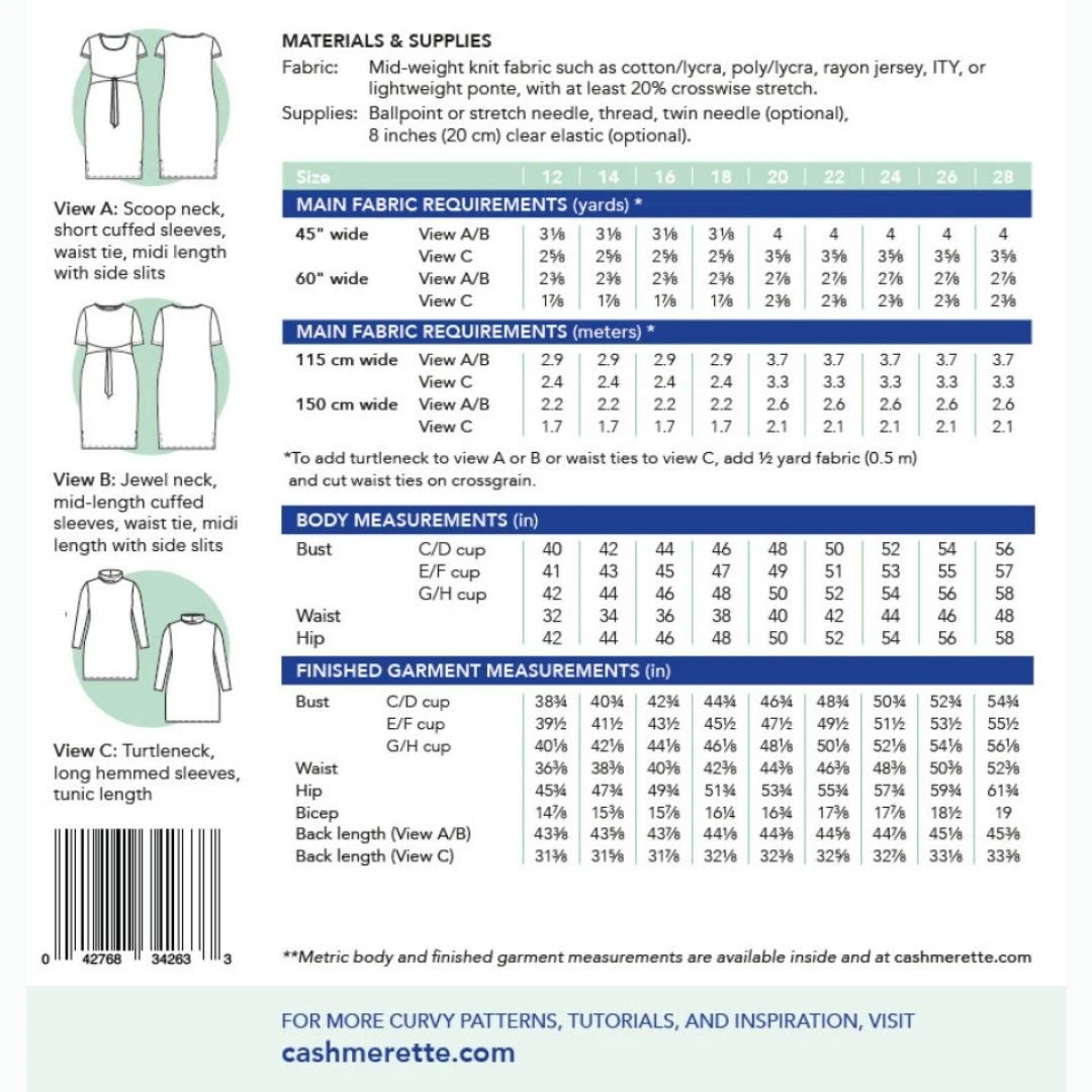 Cashmerette - Pembroke Dress & Tunic Pattern (Sizes 12-28) 4 Cashmerette - Pembroke Dress & Tunic Pattern (Sizes 12-28) - Image 2