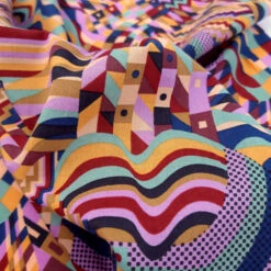 Pima Cotton Lawn - Gustav - Lilac 7 Pima Cotton Lawn - Gustav - Lilac -Croft Mill Store pima cotton lawn gustav lilac multicoloured geometric cotton lawn shirting dress fabric close up fabric photo