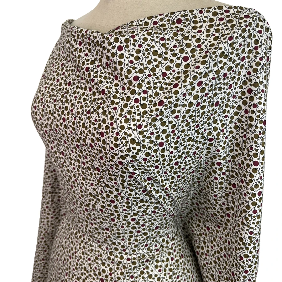 Pima Cotton Lawn - Cherry Berry Olive 4 Pima Cotton Lawn - Cherry Berry Olive - Image 2