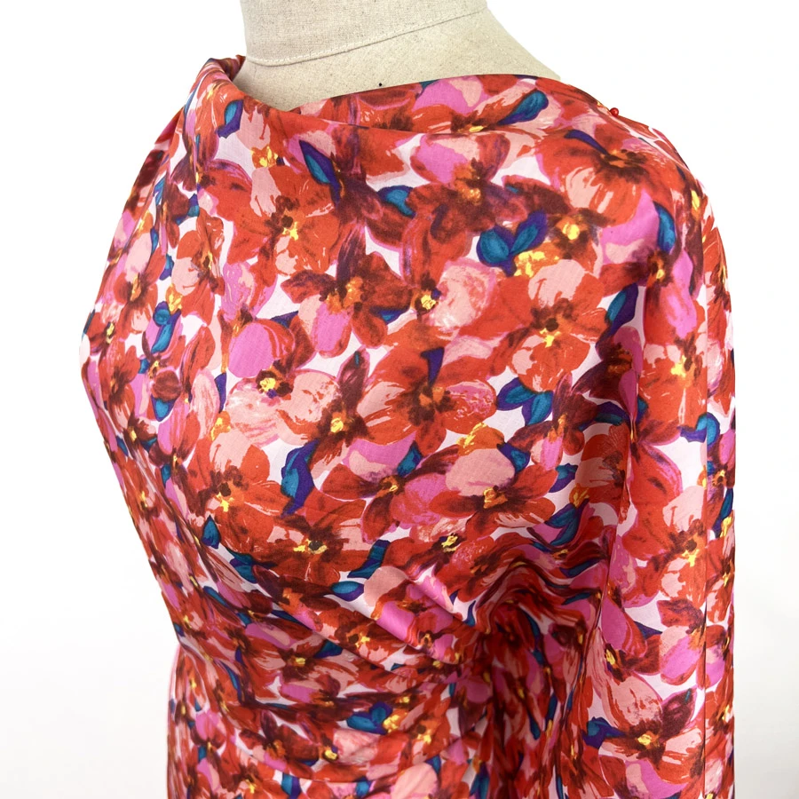 Pima Cotton Lawn - Sunset Peony - Image 4