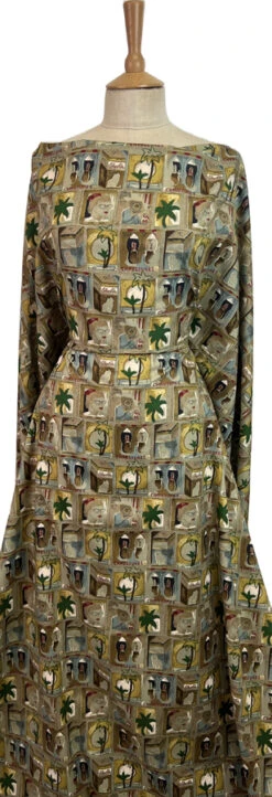 Pima Cotton Lawn - Riviera 9 Pima Cotton Lawn - Riviera -Croft Mill Store pima cotton lawn riviera printed brown abstract dress fabric mannequin