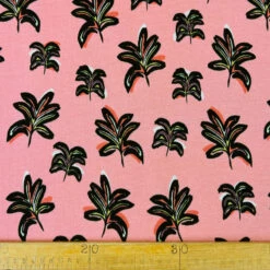Party Leaves - Alpine Fleece 9 Party Leaves - Alpine Fleece -Croft Mill Store polycotton elastant printed alpine fleece palm tree pink party leaves ruler