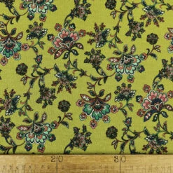 Paisley French Terry Lime 9 Paisley French Terry Lime -Croft Mill Store polycotton printed french terry fabric lime floral paisley ruler