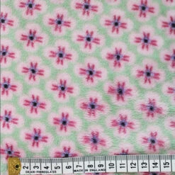 Double Sided Fleece - Pistachio Flower 5 Double Sided Fleece - Pistachio Flower -Croft Mill Store polyester double sided cuddles fleece fabric pistachio flowers ruler