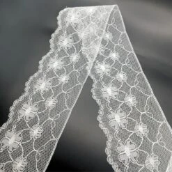 Polyester Flat Lace Trim - Bronte - White