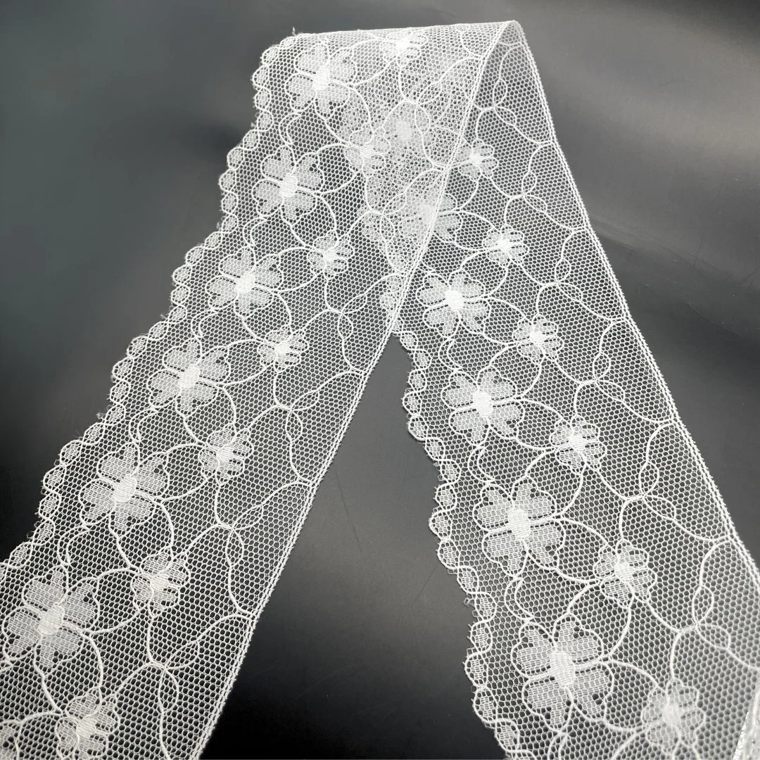 Polyester Flat Lace Trim - Bronte - White 3 Polyester Flat Lace Trim - Bronte - White
