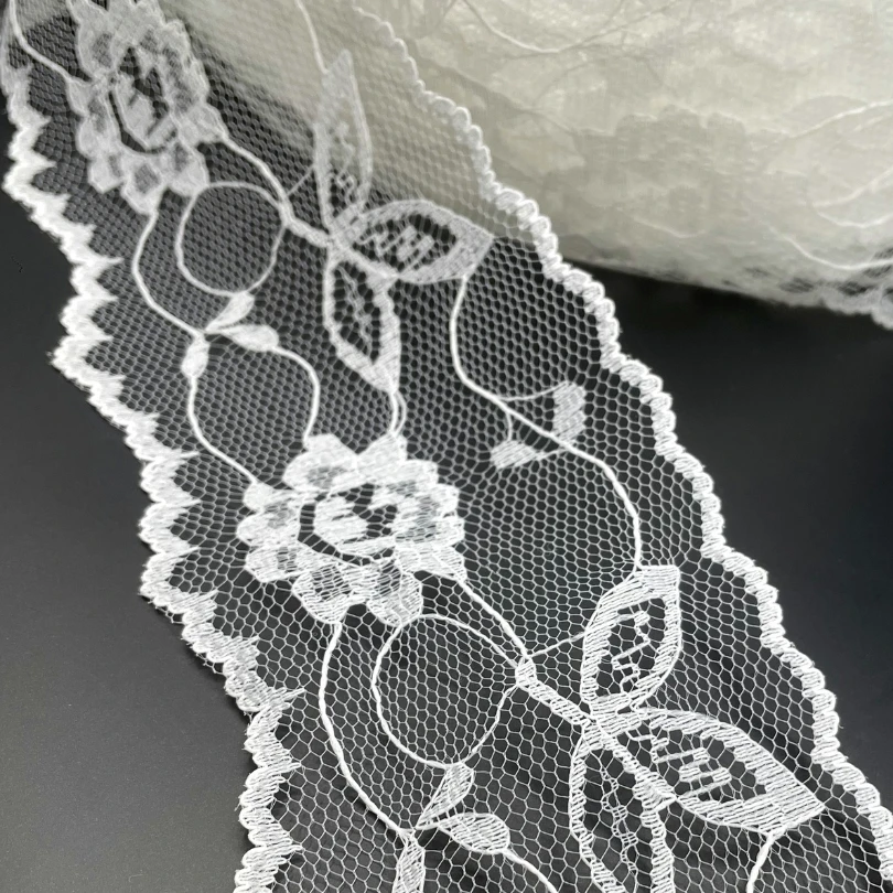 Polyester Flat Lace Trim - Grace - White 4 Polyester Flat Lace Trim - Grace - White - Image 2