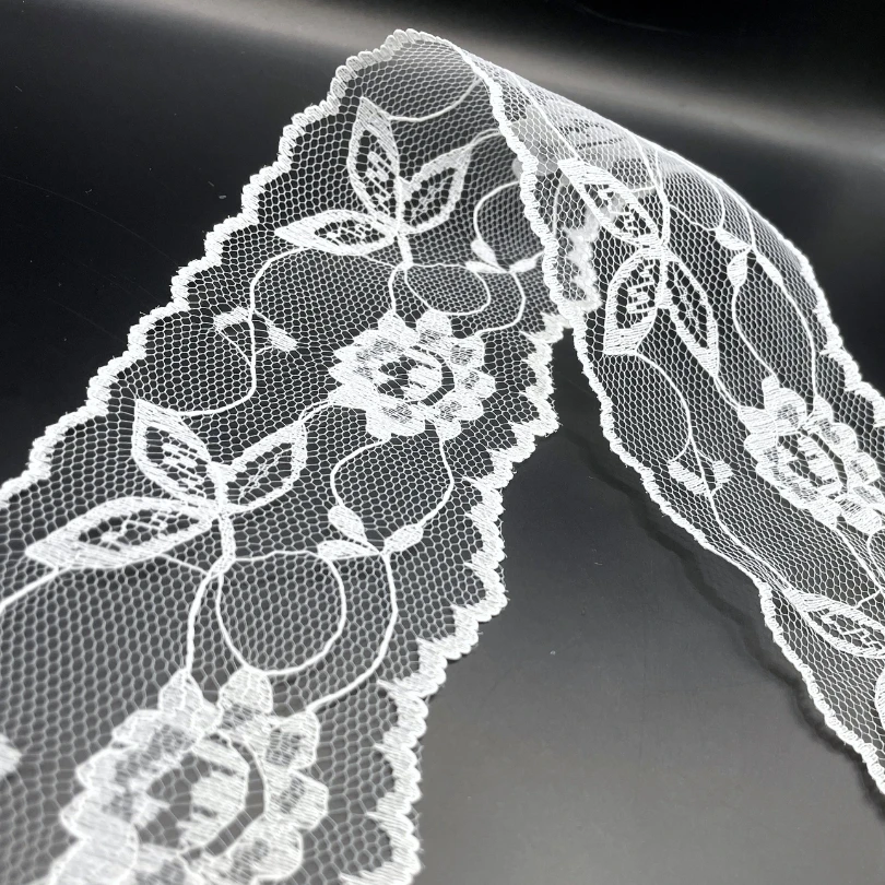 Polyester Flat Lace Trim - Grace - White 3 Polyester Flat Lace Trim - Grace - White