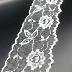 Polyester Flat Lace Trim - Grace - White 7 Polyester Flat Lace Trim - Grace - White -Croft Mill Store polyester flat lace trim grace white full