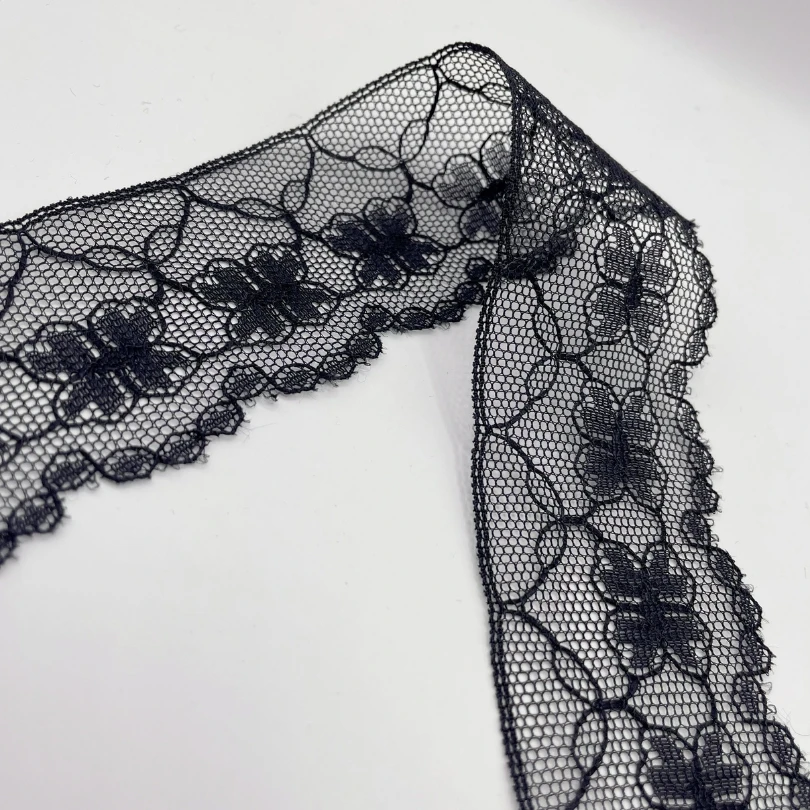 Polyester Flat Lace Trim - Lucy - Black 3 Polyester Flat Lace Trim - Lucy - Black