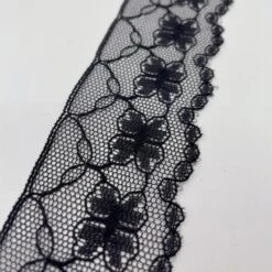 Polyester Flat Lace Trim - Lucy - Black 7 Polyester Flat Lace Trim - Lucy - Black -Croft Mill Store polyester flat lace trim lucy black full