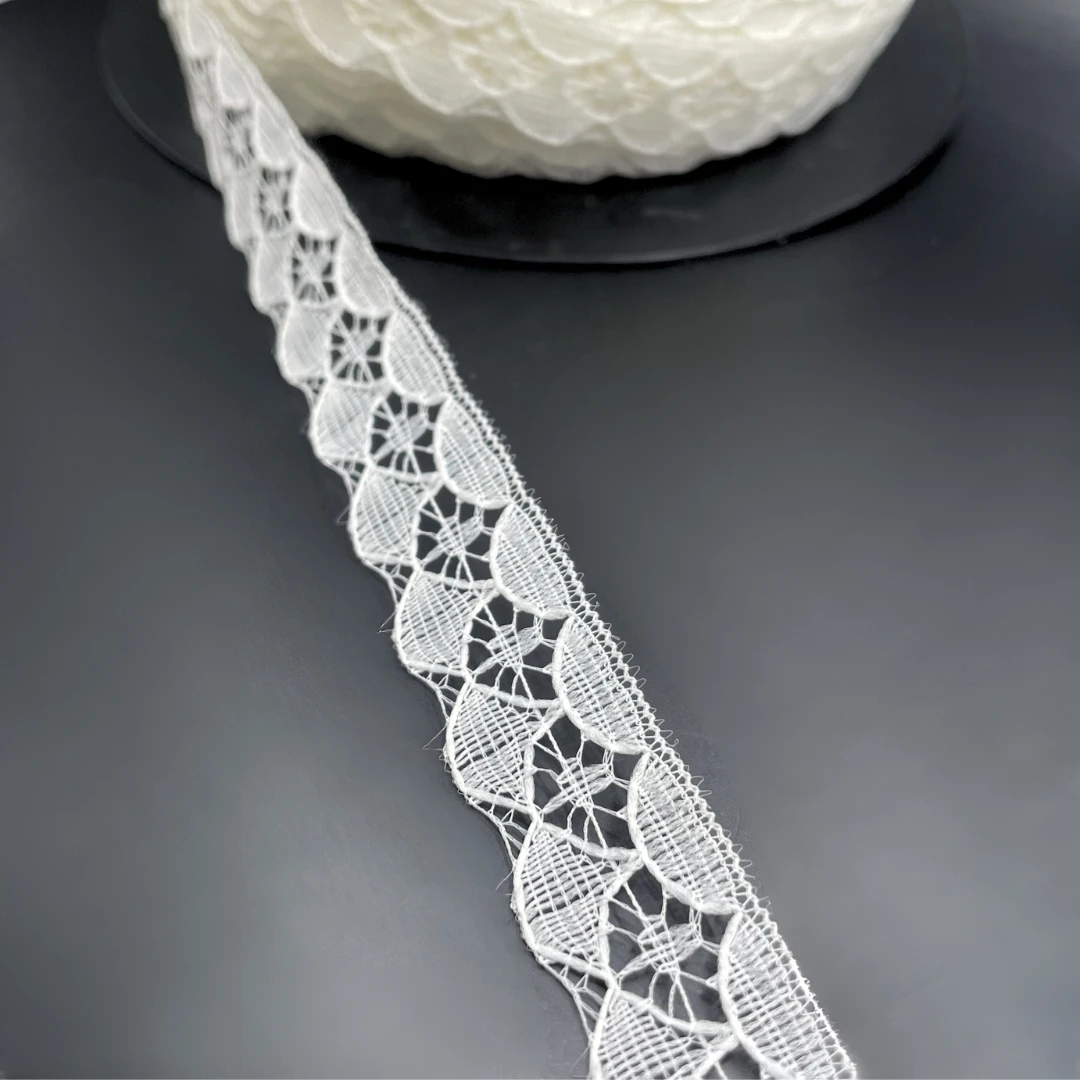 Polyester Flat Lace Trim - Sophie - Soft White 4 Polyester Flat Lace Trim - Sophie - Soft White - Image 2