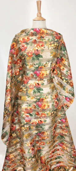 Claudia 12 Claudia -Croft Mill Store polyester organza striped orange floral claudia dress