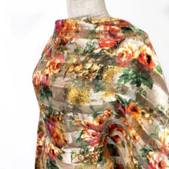 Claudia 13 Claudia -Croft Mill Store polyester organza striped orange floral claudia side