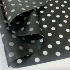 Printed PU Polyurethane - Polka - Black