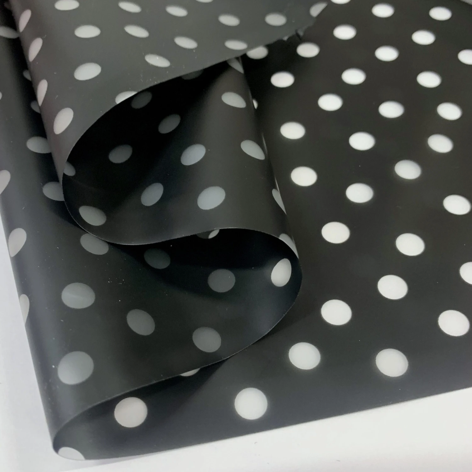 Printed PU Polyurethane - Polka - Black 4 Printed PU Polyurethane - Polka - Black - Image 2