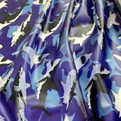 Printed PU Polyurethane - Shark 9 Printed PU Polyurethane - Shark -Croft Mill Store printed pu polyurethane shark coat bag material cu2