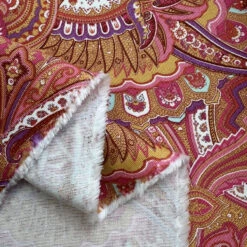 Printed Canvas - Jo Pink 8 Printed Canvas - Jo Pink -Croft Mill Store printed canvas jo pink paisley patterned cotton duck fabric fold