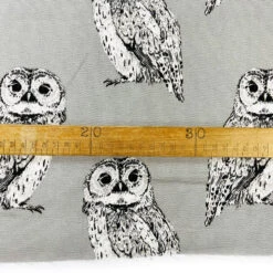 Canvas Print - Barny -Croft Mill Store printed cotton canvas fabric grey owl a better place barny ruler