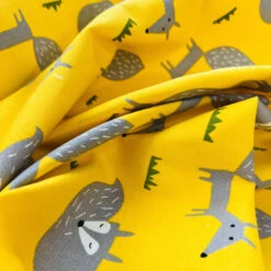 Canvas Print - Sleepy Fox -Croft Mill Store printed cotton canvas fabric yellow a better place sleepy fox cu