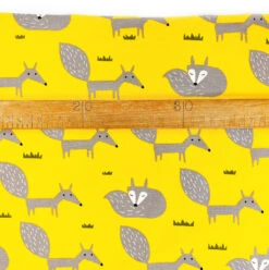 Canvas Print - Sleepy Fox -Croft Mill Store printed cotton canvas fabric yellow a better place sleepy fox ruler