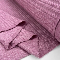 Rope Knit - Pink 7 Rope Knit - Pink -Croft Mill Store rope knit pink rayon blend cable knit jersey fabric fold